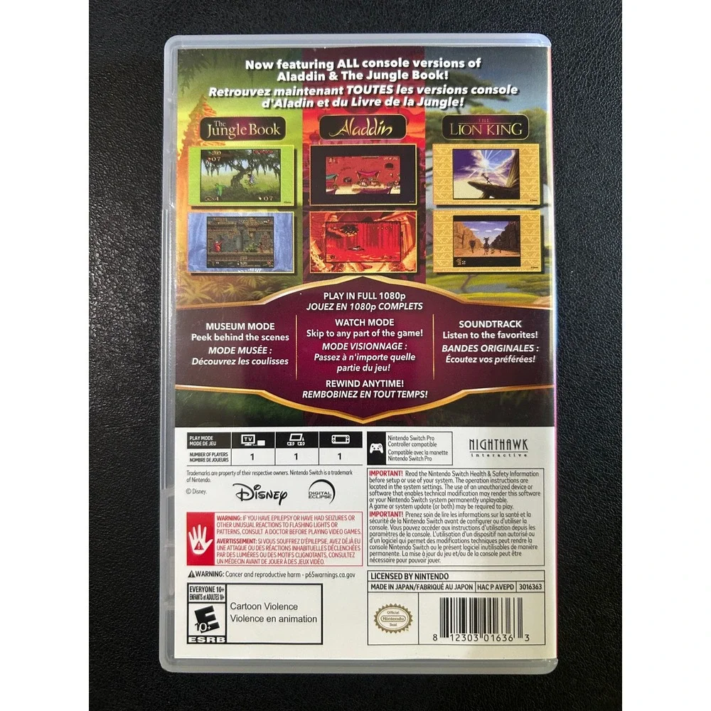 Disney Classic Games Collection Nintendo Switch Aladdin Lion King w Box UNTESTED